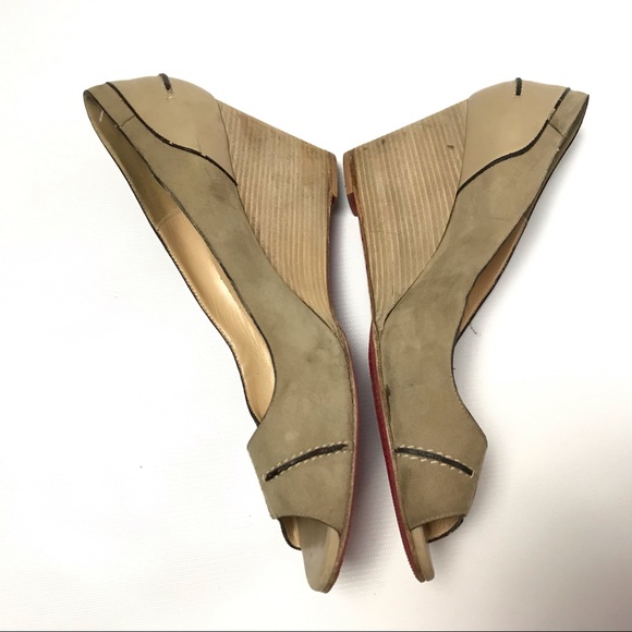 Christian Louboutin Women Wedge Suede Heels 7.5 - Picture 5 of 8